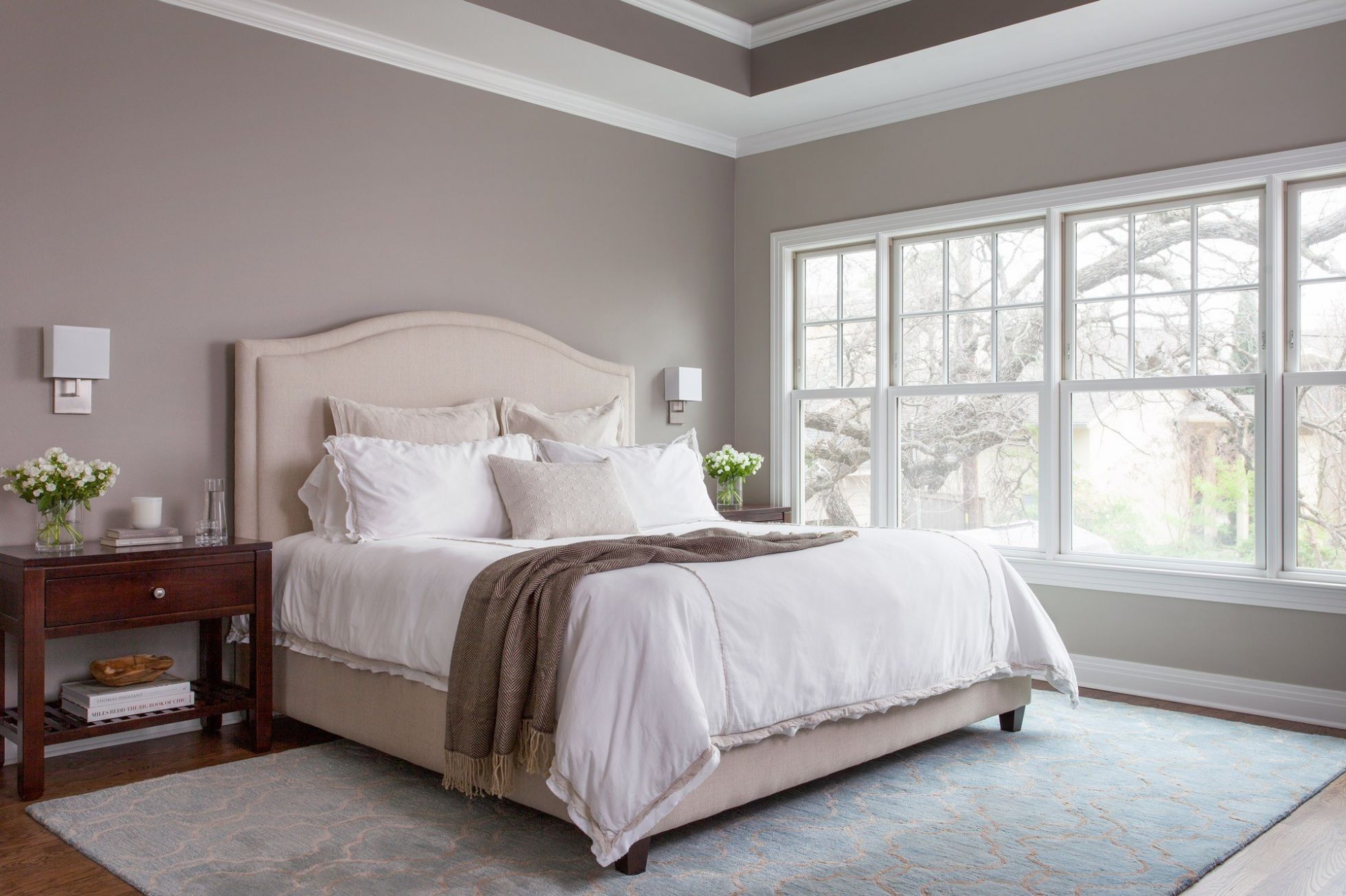 Master Bedroom with Woodwork and Teal Walls